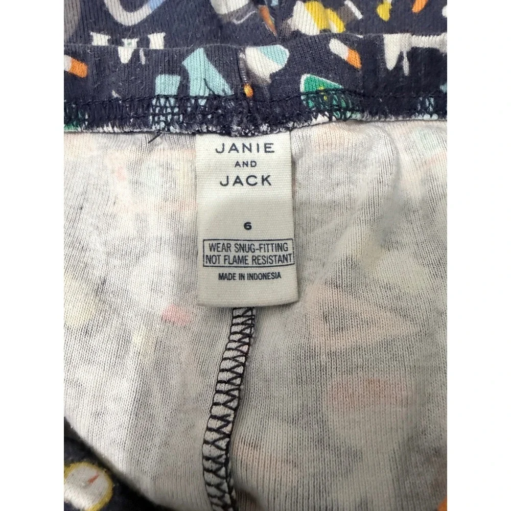 Janie and Jack Kids Navy Blue Science Lab STEM Print Cotton Pajama Set Size 6